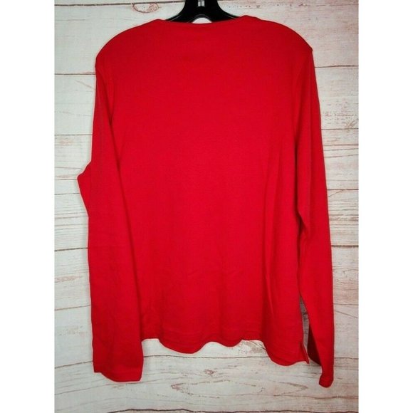 Wish For Joy Red Christmas Tree Logo Long Sleeve Women Top Glitter Tree Shirt - Picture 7 of 12